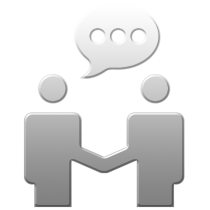 illustration of 2 peopletalking and shaking hands
