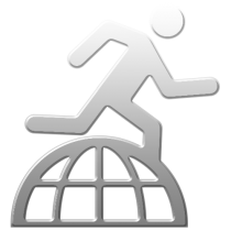 illustration of a person running on a globe